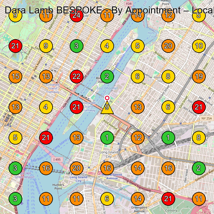 Dara Lamb BESPOKE - By Appointment Clothing Store GeoGrid ranking map for Queens NY